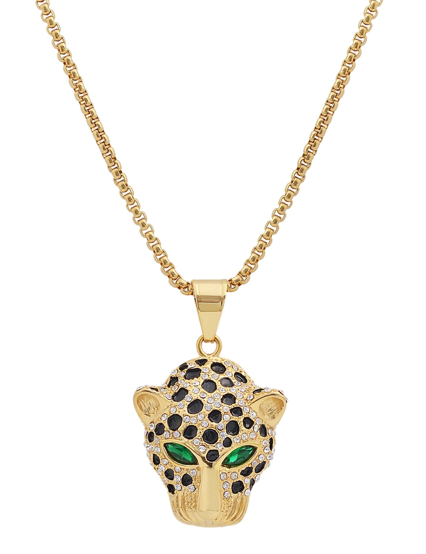 Edelstahlkette mit Anhänger, Leopardenkopf