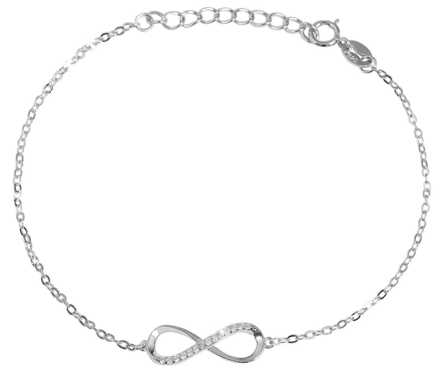 "Florica" 925/- Echt Silber Armband 17 + 3 cm, Infinity , Zirkoniabesatz