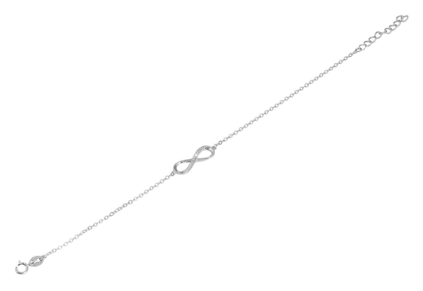 "Florica" 925/- Echt Silber Armband 17 + 3 cm, Infinity , Zirkoniabesatz