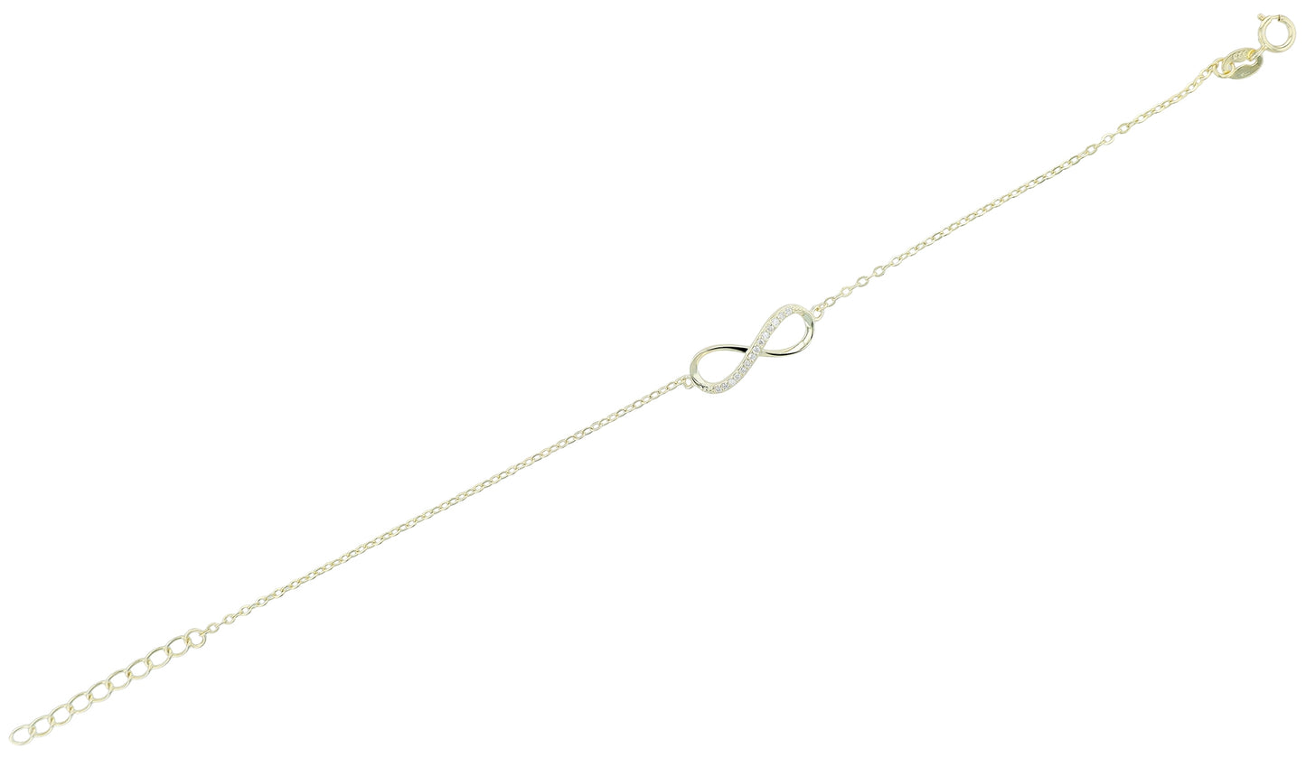 "Florica" 925/- Echt Silber Armband 17 + 3 cm, Infinity , Zirkoniabesatz