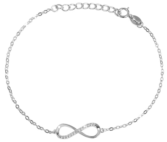 "Florica" 925/- Echt Silber Armband 17 + 3 cm, Infinity , Zirkoniabesatz